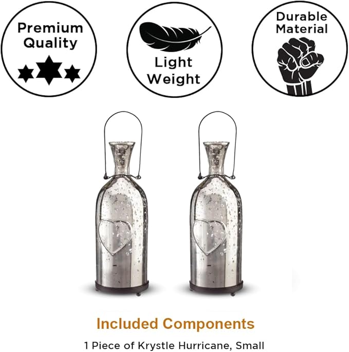 Champagne Collection Antique Silver Bottle Votive Candle Holders - Handmade Glass for Weddings and Elegant Home Decor (Set of 2)