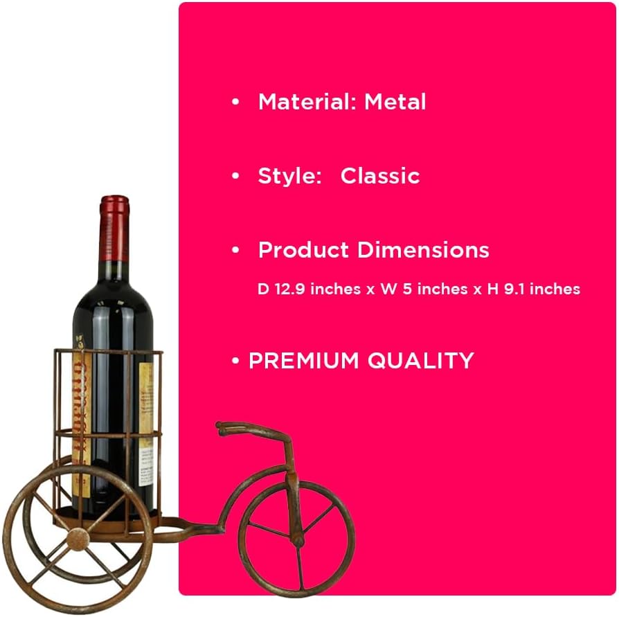 LIVEVIE Classic Vintage Bike Delivery Style Wine Rack Freestanding Single Bottle Holder Bike Shaped Wine Organizer Stand Elegant D?cor for Countertop, Tabletop, Home, Office