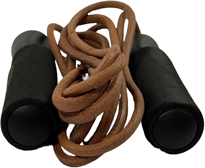 Amber Fight Gear Leather Jump Rope with Foam Handles Perfect for Endurance Workout for Boxing, MMA, Martial Arts or Just Staying - for Men, Women and Children ? 8.5ft