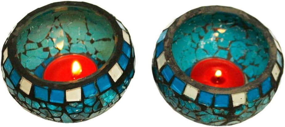Blue Moon Glass Ball Votive for Indoor Outdoor Events Parties and Weddings (Set of 2) 3? Each, Small
