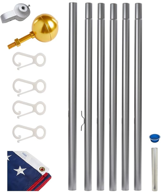 Homepride Flag Pole Kit Display American Pride with Ease, Includes 3&