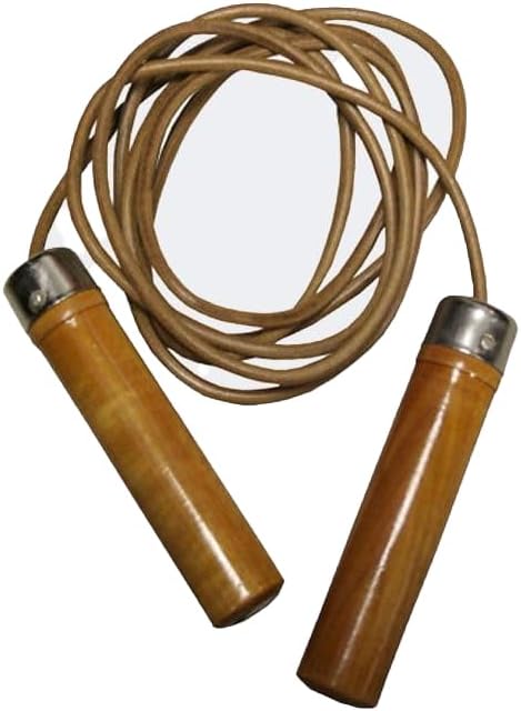 Cowhide Leather Jump Rope with Wooden Handles &amp; Bearings, Adjustable Length for Personalized Fitness, Perfect for Boxing, and Agility Training, Portable for Indoor &amp; Outdoor Use, 8.5ft