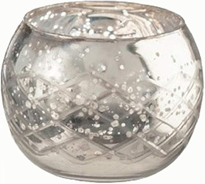 Champagne Collection Etched Diamond Shaped Handmade Glass Votive Candle Holders for Weddings and Home Decor (Set of 3), Large
