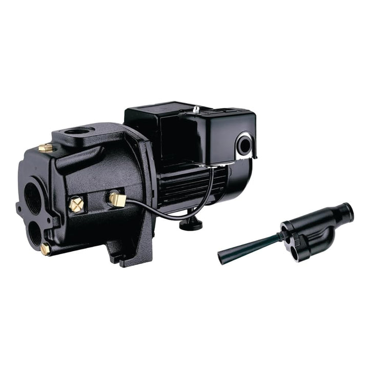 LIVEVIE Leo Pump Convertible Well Pump - Cast Iron, Dual Voltage Motor, Shallow &amp; Deep Well, Includes Ejector, 1-1/4inch NPT Suction, 1inch NPT Discharge, 30-50 PSI Switch, 3/4HP 115V/230V/60HZ, UDPM75-1