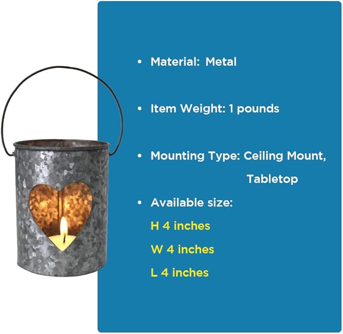 Heart Metal Votive Handmade Candle Holders-Decorations for Home, Table, Party Set of Two 4?X4?