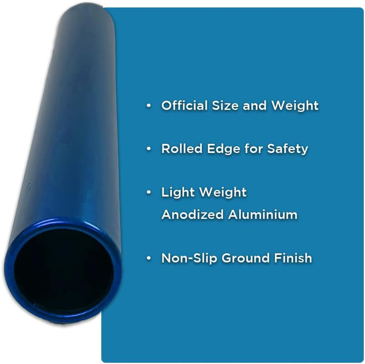 Aluminum Relay Baton Get The Winning Edge with Our Official Size, Lightweight, and Safe, Blue Pack of 2
