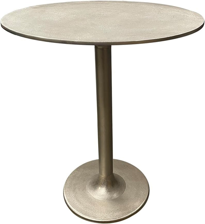 LIVEVIE Salvatore Collection Classic Cast Aluminum Pedestal Table - Multi-Purpose Decorative Table for Home &amp; Office Use, Metalic Silver