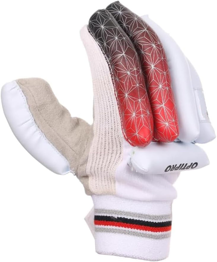 Optipro Batting Gloves for Cricket Premium Fabric Palm, Non-Toxic PVC Finger Rolls, Cotton Back Ventilated &amp; Lightweight, Sweat-Resistant for Better Grip