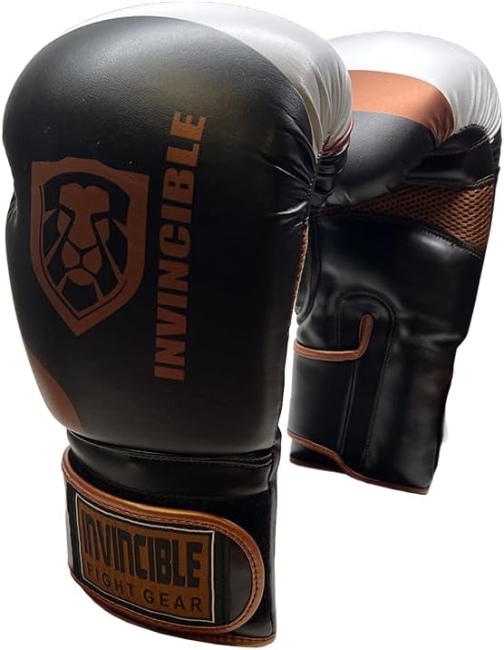 Invincible Fight Gear Standard Toughtek Hook and Loop Training Boxing Gloves - Ideal for Boxing, Kickboxing, Muay Thai, MMA for Men Women and Kids