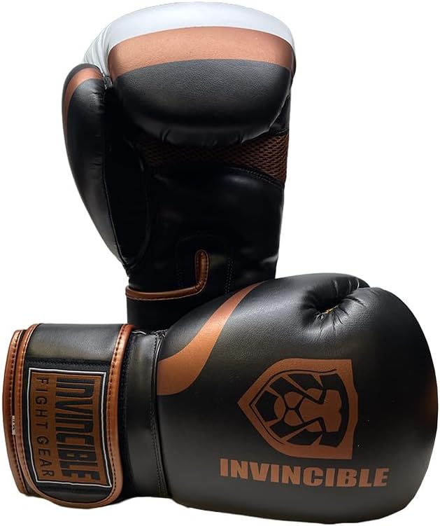 Invincible Fight Gear Standard Toughtek Hook and Loop Training Boxing Gloves - Ideal for Boxing, Kickboxing, Muay Thai, MMA for Men Women and Kids
