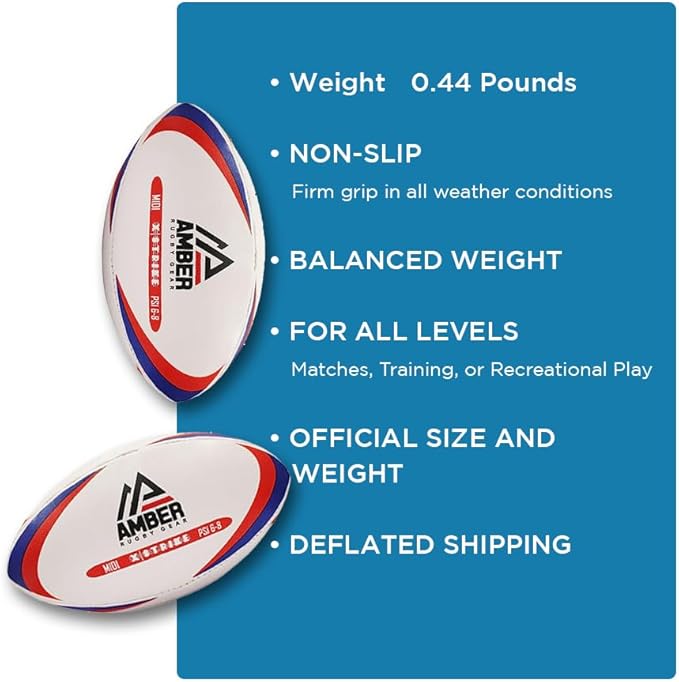Amber Sports Recreational Midi Ball with Non-Slip Surface for All-Weather Use - Official Size and Weight for Match or Training