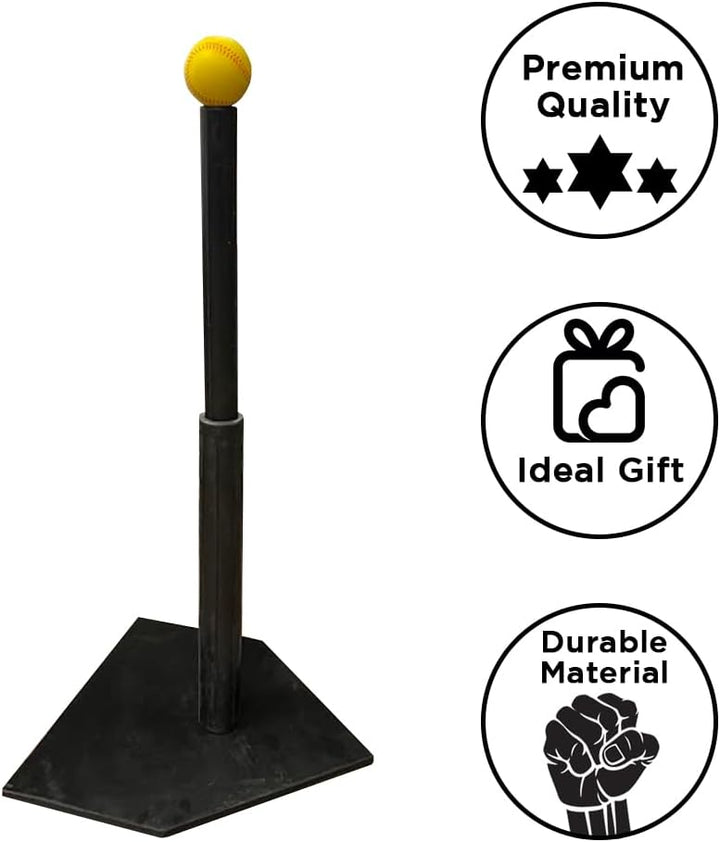 Amber Fight Gear Heavy Duty Adjustable Batting Tee for Baseball, Softball, and Tee Ball - Industrial Strength, All-Weather Rubber, 20 to 32 Inches Height Adjustable