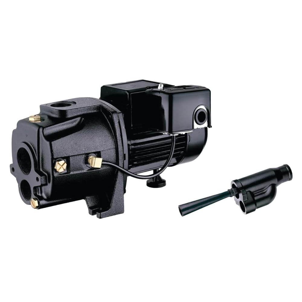 Leo Pump Convertible Well Pump - Cast Iron, Dual Voltage Motor, Shallow &amp; Deep Well, Includes Ejector, 1-1/4inch NPT Suction, 1inch NPT Discharge, 30-50 PSI Switch, 1/2HP 115V/230V/60HZ