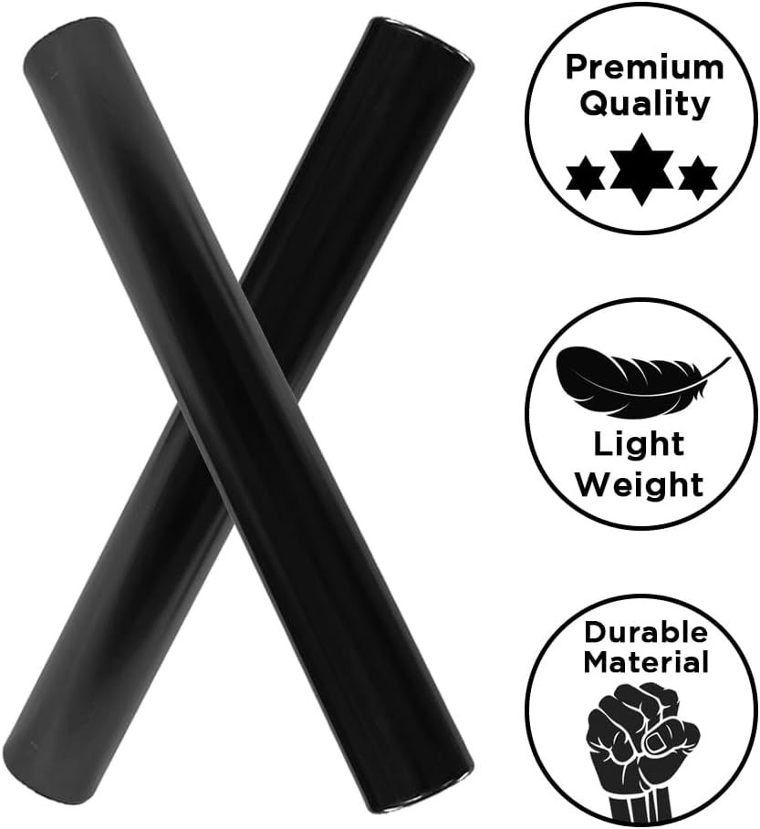 Aluminum Relay Baton Get The Winning Edge with Our Official Size, Lightweight, and Safe, Black Pack of 5