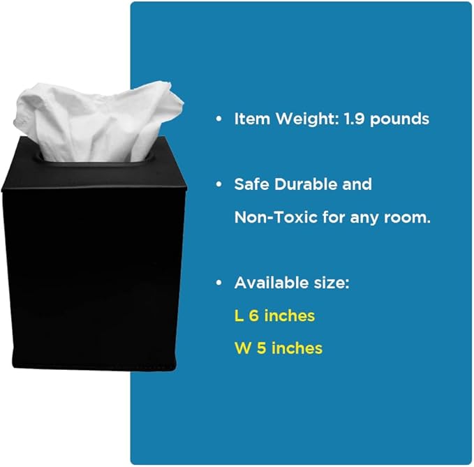 Millennium Collection Elegant Paper Facial Tissue Box Cover Holder - Perfect for Bathroom Vanity, Bedroom Dresser, Nightstand, Home Office