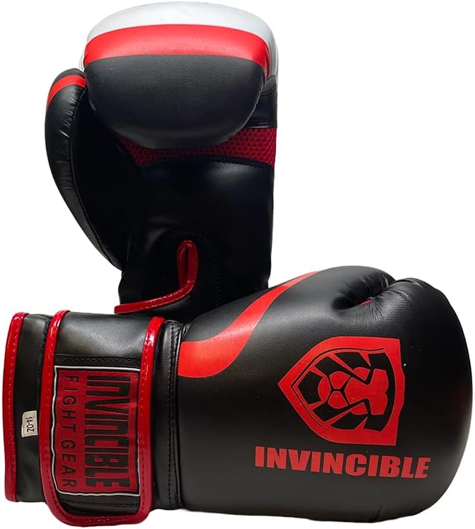 Invincible Fight Gear Standard Toughtek Hook and Loop Training Boxing Gloves - Ideal for Boxing, Kickboxing, Muay Thai, MMA for Men Women and Kids