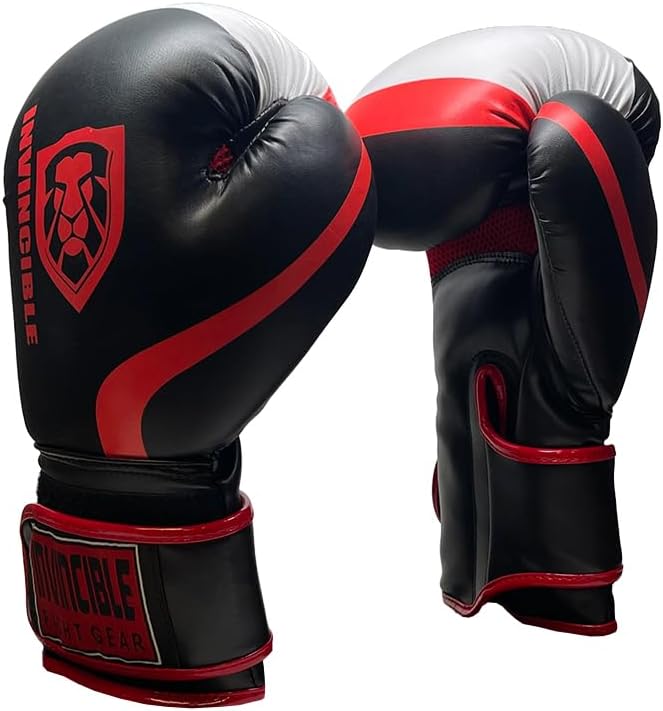 Invincible Fight Gear Standard Toughtek Hook and Loop Training Boxing Gloves - Ideal for Boxing, Kickboxing, Muay Thai, MMA for Men Women and Kids