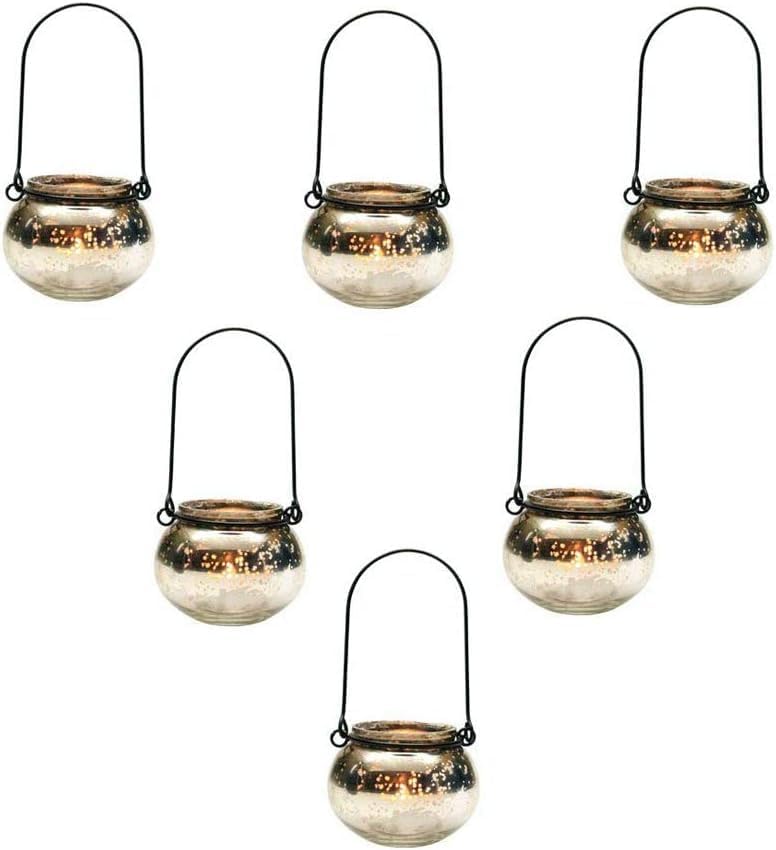 Champagne Collection - Elegant Diamond-Shaped Handmade Glass Votive Candle Holders for Weddings, Parties, and Home Decor (Set of 6)