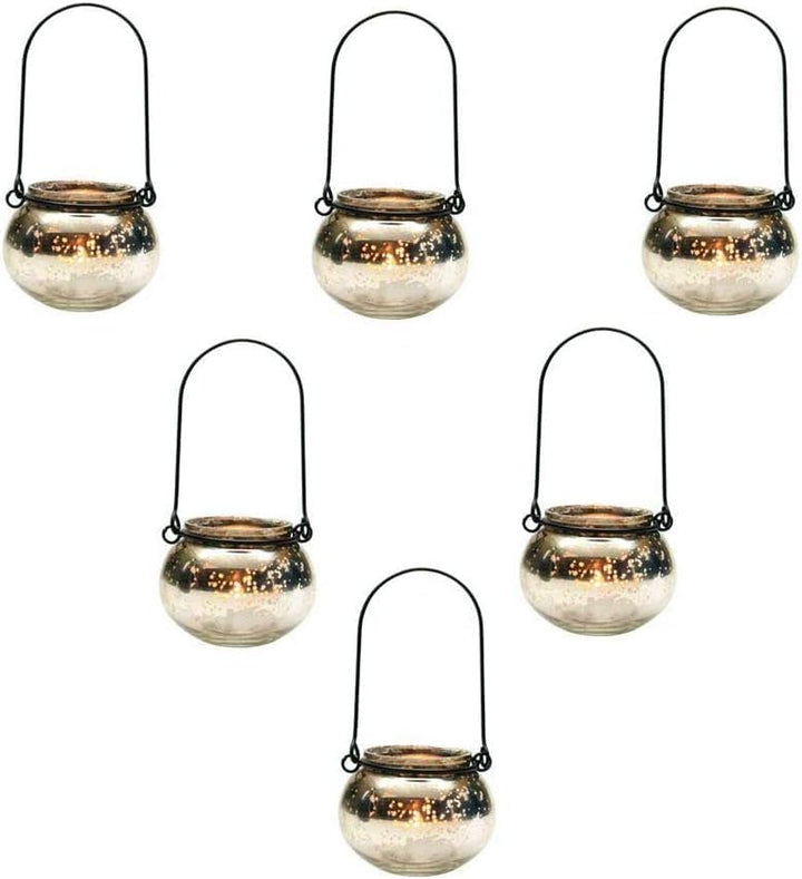 Champagne Collection - Elegant Diamond-Shaped Handmade Glass Votive Candle Holders for Weddings, Parties, and Home Decor (Set of 6)