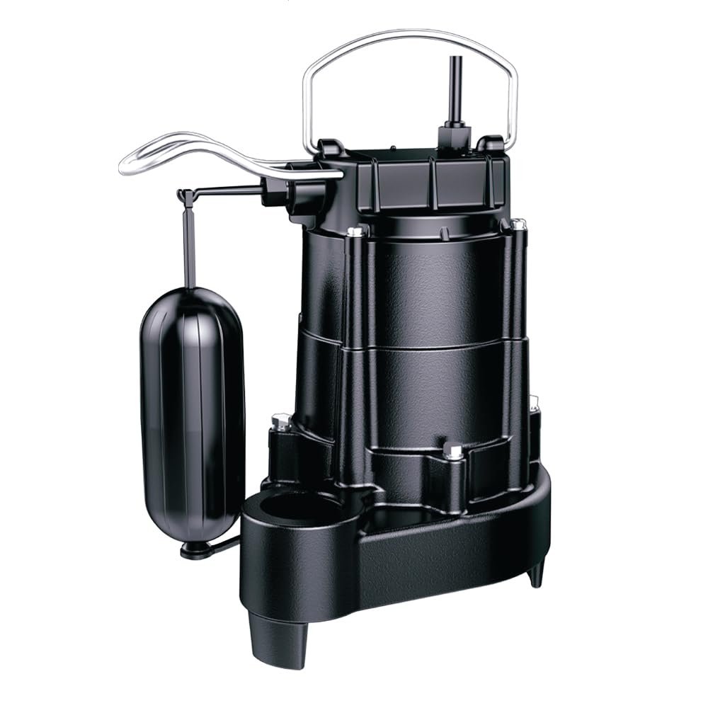 LIVEVIE Leo Pump Effluent Pump Reliable Motor Protection, Automatic Operation with Float Switch, Handles up to 3/4inch Solids, 2inch NPT Discharge, 1/5HP 115V/60HZ, USE37