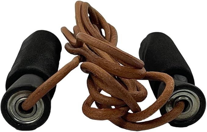 Amber Fight Gear Leather Jump Rope with Foam Handles Perfect for Endurance Workout for Boxing, MMA, Martial Arts or Just Staying - for Men, Women and Children ? 8.5ft