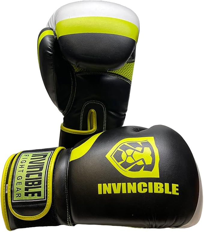 Invincible Fight Gear Standard Toughtek Hook and Loop Training Boxing Gloves - Ideal for Boxing, Kickboxing, Muay Thai, MMA for Men Women and Kids
