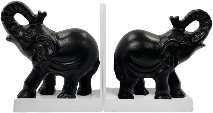 Elephant Figure Decorative Bookend Non Skid Bookend Heavy Duty Black Finish Antique Rough Finish Perfect for Office Library Living RoomKeep Books, Movies, Magazines, Video Games
