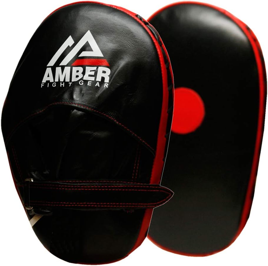Genuine Leather Target Focus Punching Mitts for MMA, Kickboxing, Muay Thai &amp; Martial Arts Training | Shock-Absorbing, Lightweight, Durable with Adjustable Wrist Support &amp; Finger Cover