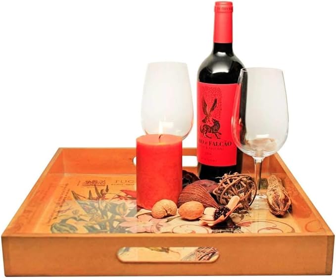 Paris Themed Serving Tray - Elegant 15" Square Platter for Breakfast, Appetizers, Coffee, Bar, and D?cor - Wooden with Vibrant Artwork