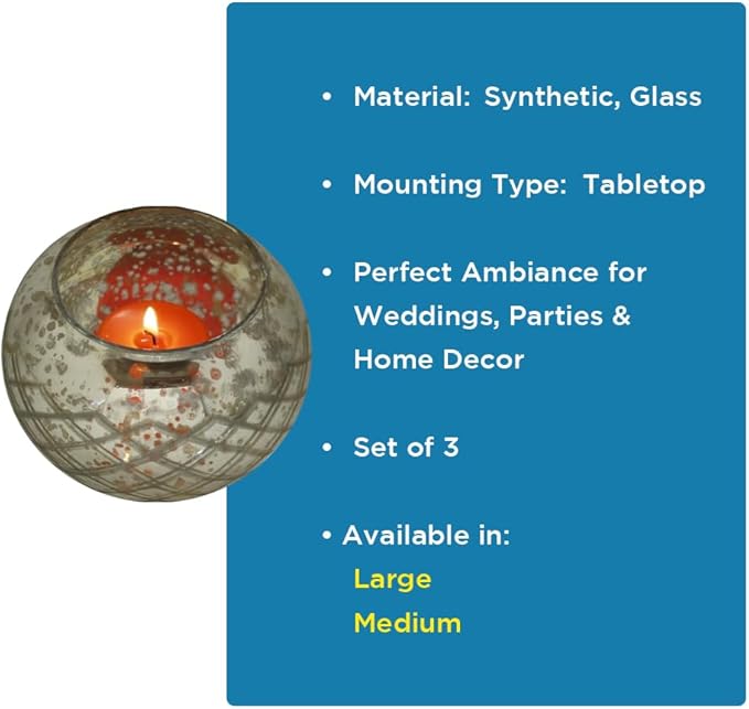 Champagne Collection Etched Diamond Shaped Handmade Glass Votive Candle Holders for Weddings and Home Decor (Set of 3), Medium