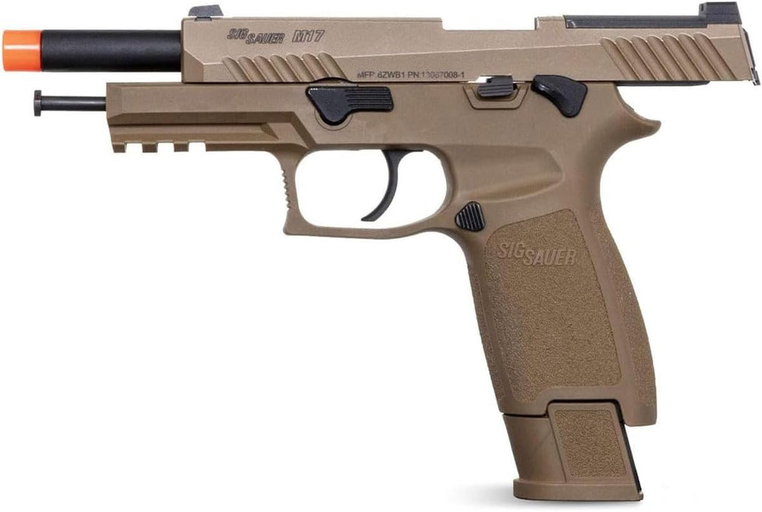 SIG SAUER Proforce 6mm BB Caliber Metal Slide Construction with Full Blow-Back Action 21rd M17 Airsoft Pistol, Coyote Tan, CO2 Power Source
