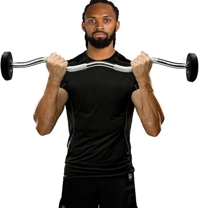 Rubber Coated Pre-weighted Curl Bars Elevate Your Workouts with Durable Alloy Steel Construction, Secure Knurled Grip, Enhanced Comfort, 10lb