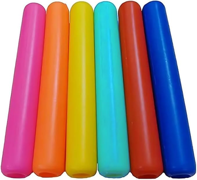 Premium Safety-Enhanced Junior Plastic Relay Baton Set (6-Piece) - Durable, Lightweight, and Vibrant Batons with Rolled Edges for Safe and Comfortable Handling