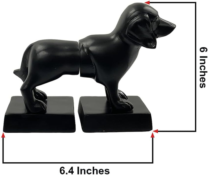 Dachshund Figure Decorative Bookends - Heavy Duty Non-Skid Antique Finish Bookend Set for Office, Library, Living Room - Unique Gift for Dog Lovers &amp; Book Organization