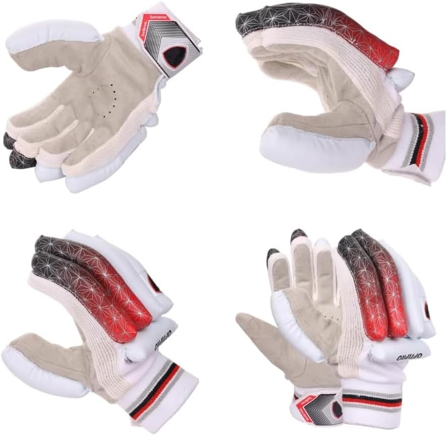Optipro Batting Gloves for Cricket Premium Fabric Palm, Non-Toxic PVC Finger Rolls, Cotton Back Ventilated &amp; Lightweight, Sweat-Resistant for Better Grip