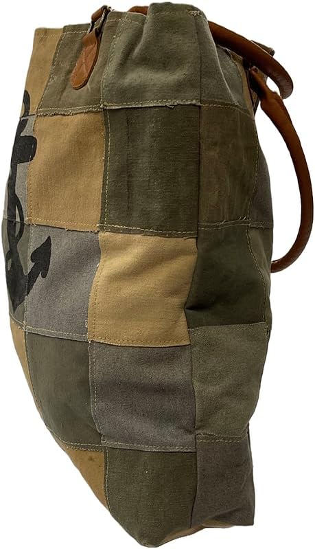 Amber Fight Gear Recycled Canvas Anchor Print Bag Market Beach Travel Reusable Grocery Shopping Tote Bag Portable Storage Hand Bags 14?x16?
