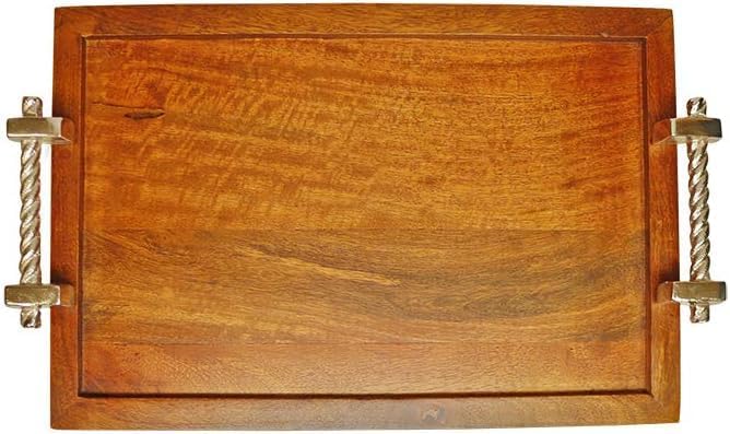 Dreamer Luxury Wooden Serving Tray - Elegant 15" x 10" Platter for Breakfast, Appetizers, Coffee, Bar, and Entertaining