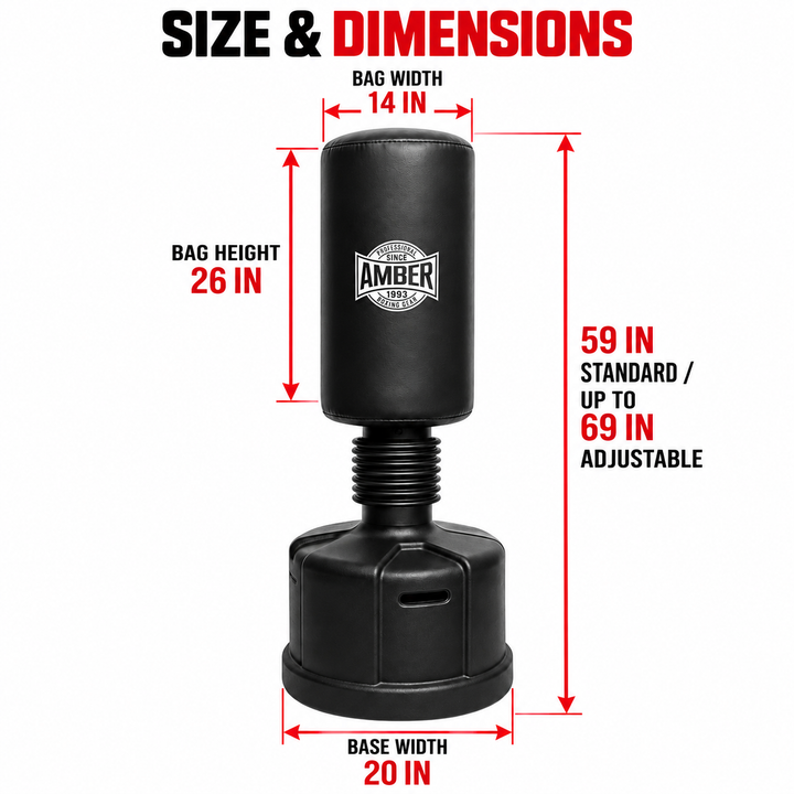 Amber Fight Gear Freestanding Heavy Duty Boxing Punching Bag with Solid Base