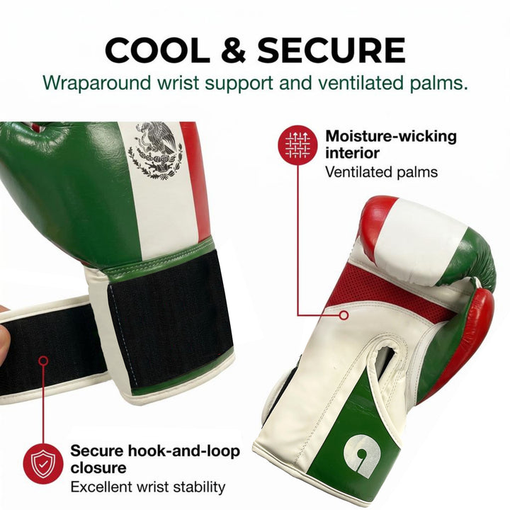 Amber Fight Gear Leather Boxing Gloves with Hook &amp; Loop