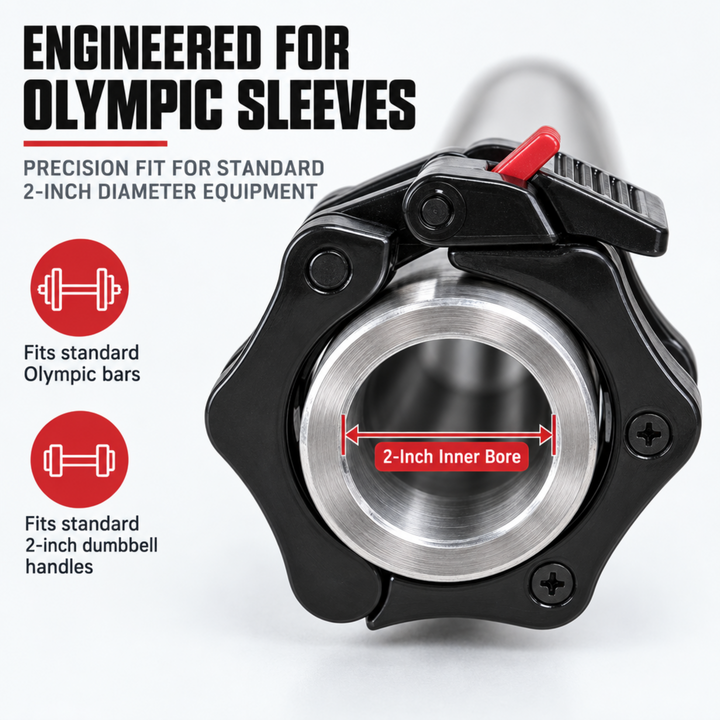 Quick Release Non-Slip Olympic Barbell Collar 2 Inch (Pair) with ABS Locking Clamps - Great for Any Training or Workout Weightlifting or Fitness Training or Crossfit