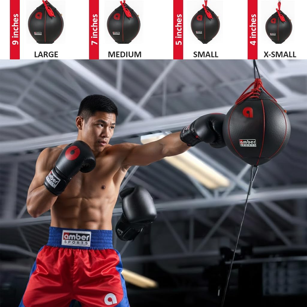 Amber Fight Gear Leather Double End Speed Bag for Boxing and MMA