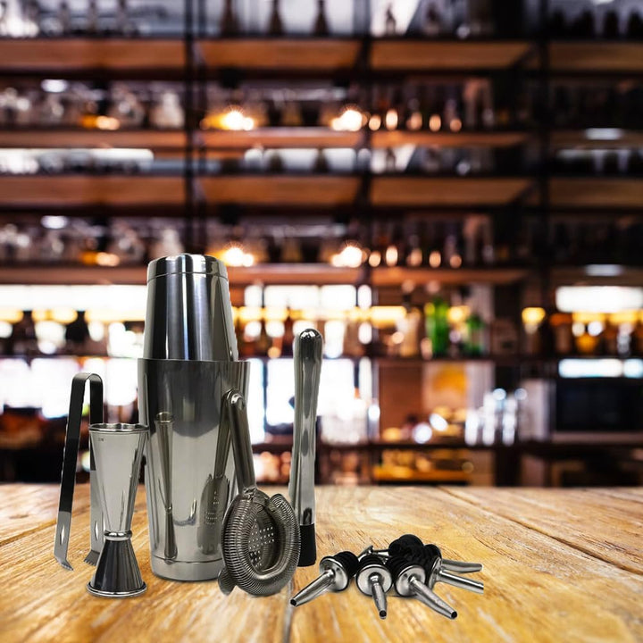 Boston Cocktail Shaker Set, 13-Piece Professional Bartender Kit with Stainless Steel Shakers, Jigger, Strainer, Muddler, Tongs, Bottle Pourers &amp; Swizzle Stick for Home &amp; Professional Bars