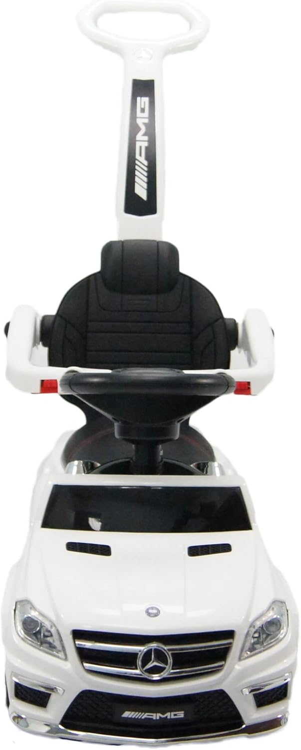 Best Ride-On Cars Baby Toddler 4-in-1 Mercedes Push Car Stroller w/ Led Lights for Ages 1-3, White