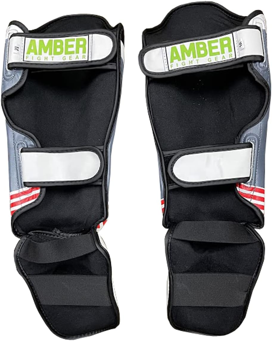 Gladiator Muay Thai Shin Guards, Synthetic Leather, Shock Absorbing Triple Foam, Adjustable Hook &amp; Loop Straps, Elastic Instep Strap, Durable &amp; Lightweight for MMA, Kickboxing