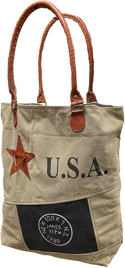 Amber Fight Gear Recycled Canvas New York Streeter Bag Market Beach Travel Reusable Grocery Shopping Tote Bag Portable Storage Hand Bags 14?x16?