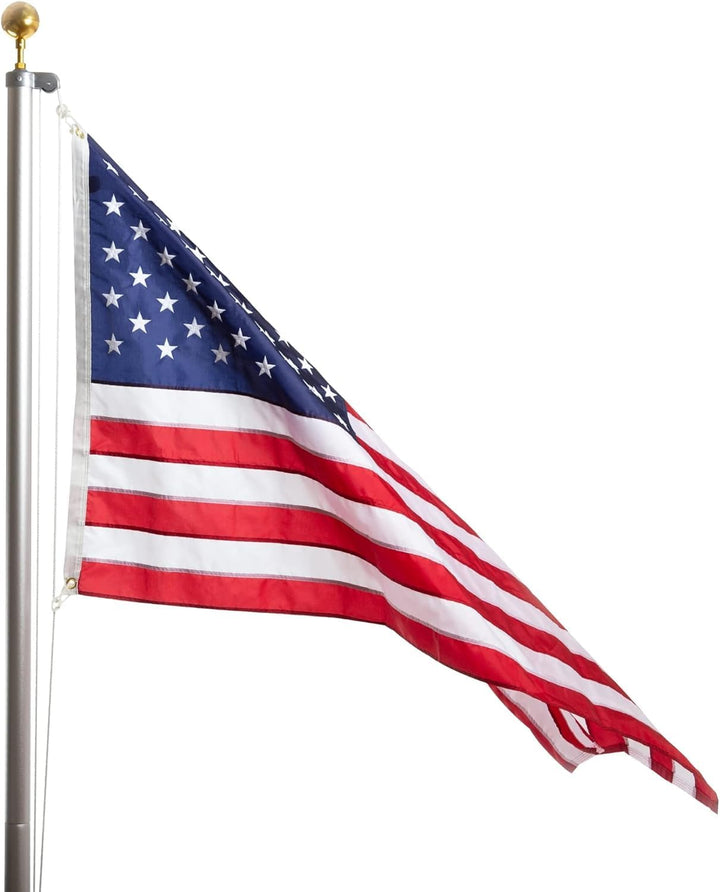 LIVEVIE Iconic Flag Pole Timeless Tradition &amp; Craftsmanship, Rust-Free Aluminum, Elegant Design, Complete Kit, Traditional Sectional, Rope System, 21-ft Length, Withstands Winds up to 130 MPH
