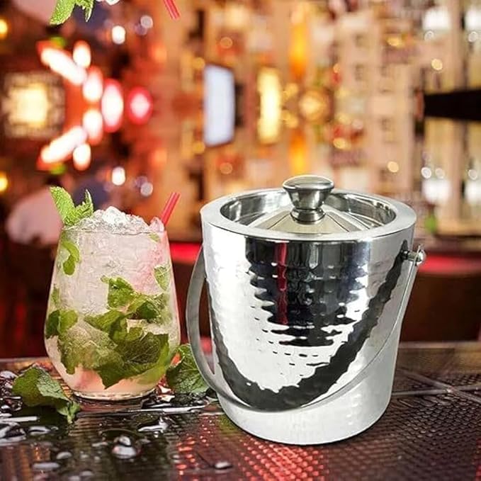 Madrid Collection Luxury Ice Bucket and Tong Set - Elegant Stainless Steel Design for Parties and Bar Use