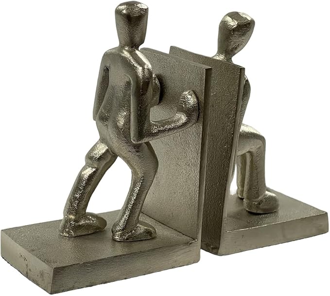 Unique Human Figure Decorative Bookends ? Handcrafted Antique Finish, Non-Skid Felt Bottom for Organizing Books, Magazines, Movies &amp; More, 7 inch High (Set of 2)