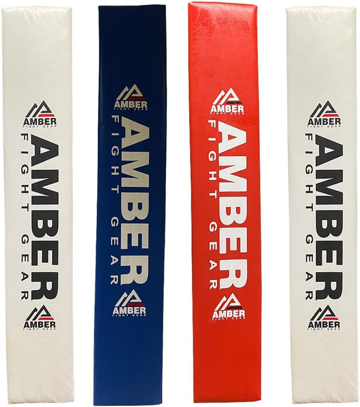 Amber Fight Gear Boxing Corner Cushion: Redefining Your Training with Enhanced Safety, Durability, and Style - Set of 4-2 White, 1 Red, 1 Blue - 47.5 x 6.5 Inches