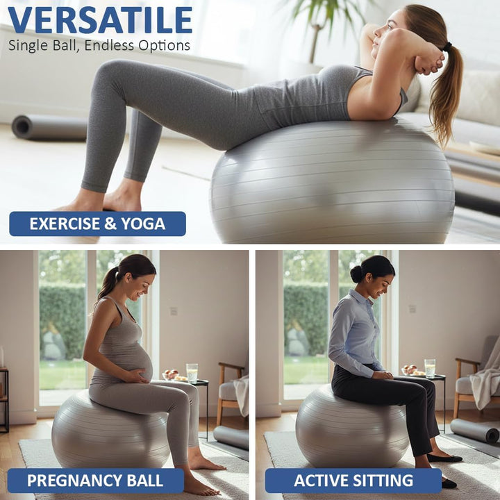 Amber Fight Gear Anti Burst Fitness Ball for Exercise, Stability, Yoga, Balance, Core Strength &amp; Flexibility Extra Thick, Non-Slip Gym Ball for Home &amp; Office Workout